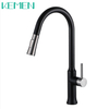 China Hot Sale Pull Down Kitchen Faucet 304 Stainless Steel Hot Cold Water Black Kitchen Faucets