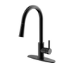 Lead Free 304 Stainless Steel Single Handle Pull Down Kitchen Sink Faucet With Deck Plate Matte Black Kitchen Faucet