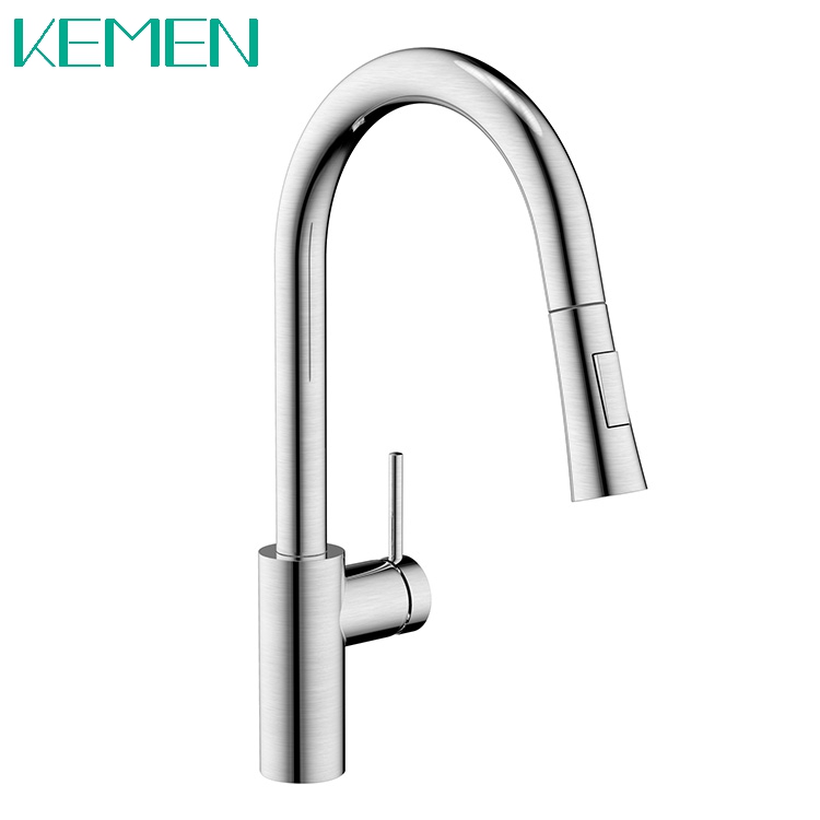 Professional Outlet Long Neck Faucet 304 Stainless Steel Kitchen Taps Brushed Finished Kitchen Faucet Pull Down Spray