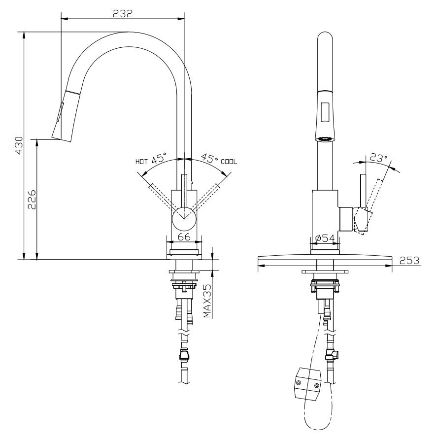 Taps Manufacturer Single Handle Pull Down Kitchen Faucets Hot And Cold Water Tap Kitchen Faucet with Deck Plate