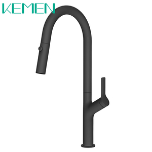 304 Stainless Steel Sink Mixer Pull-down Sprayer with High Arc Black Kitchen Faucets Mounted on Deck