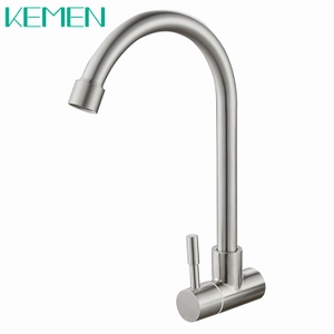 304 Stainless Steel Wall Mounted 360 Degree Wash Faucet Cold Water Mixer Kitchen Tap for Sink