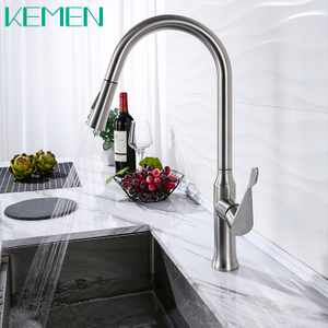 China Hot Sale Fashion Faucet One-handle Brushed High Arc Pull Down Kitchen Sink Faucet 304 Kitchen Sink Mixer