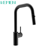 Modern Style 304 Stainless Steel Kitchen Sink Water Tap Black Color Pull Down Kitchen Faucet