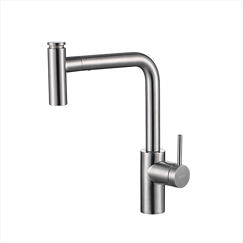 Brushed Kitchen Faucet 304 Stainless Steel Single Handle Mixer Tap Pull Out Kitchen Faucet