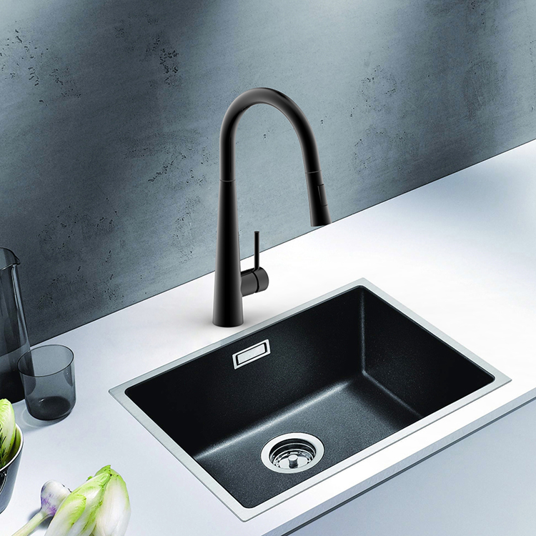 Faucet Matte Black Hot And Cold Water Single Handle Sink Tap Pull Down Spray Kitchen Faucet