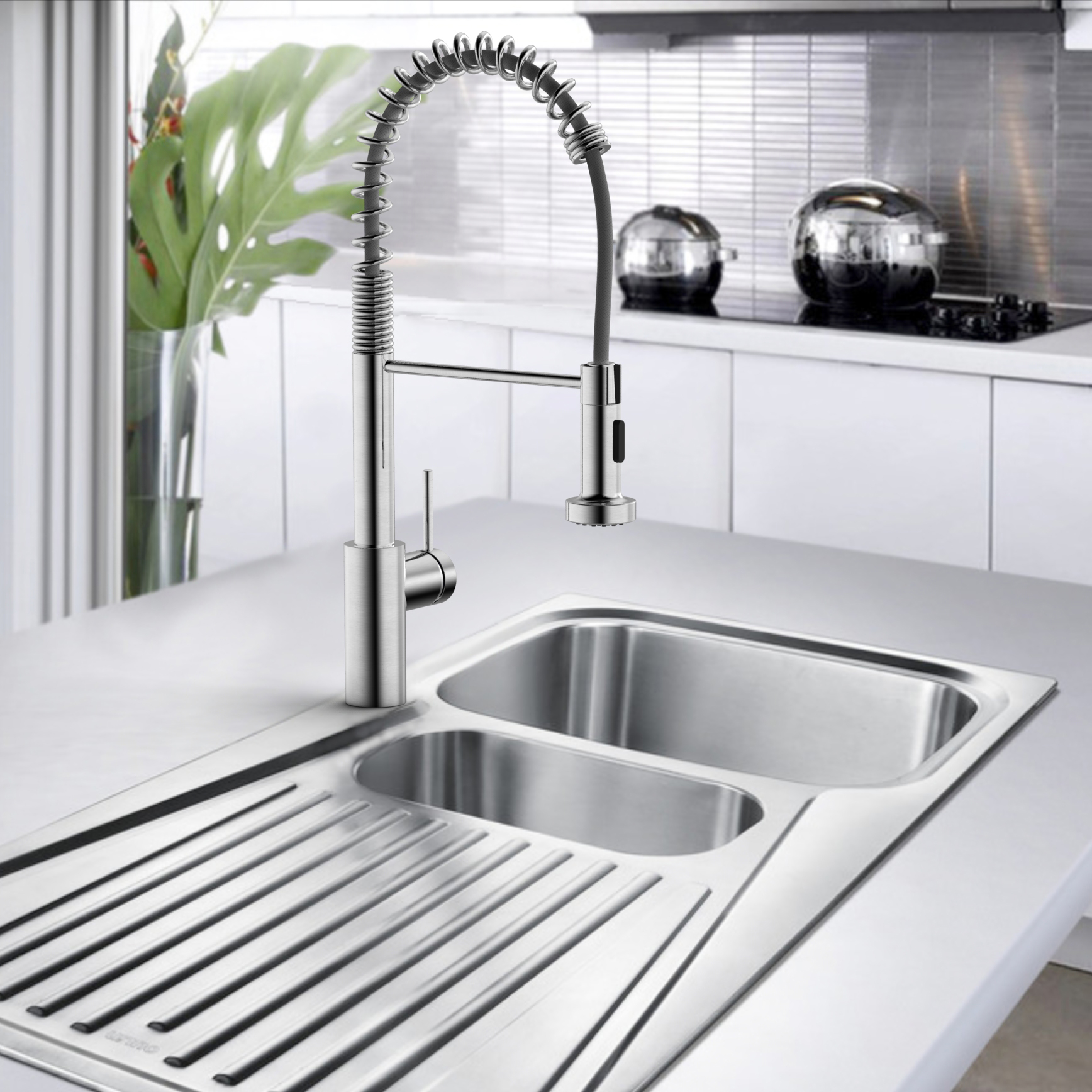 New Modern Style SUS304 Kitchen Faucet Pull Down Spring Water Sink Mixer Tap Kitchen Faucets With Sprayer
