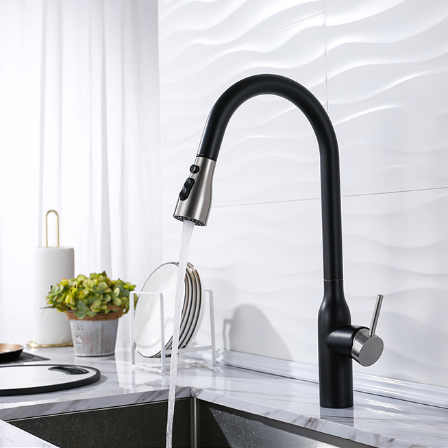 One-handle Spot Resist Matt Black Modern Faucet Kitchen Pull Down Mixer Kitchen Tap