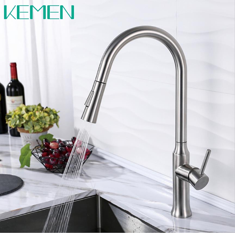 High Quality Faucets Ceramic Cartridge 304 Stainless Steel Taps Mixer Water Tap Kitchen Brushed Black Faucet for Sink