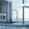 Brushed Gold Kitchen Faucet 304 Stainless Steele Single Handle Mixer Tap With Pull Down Concealed Spray Kitchen Faucets