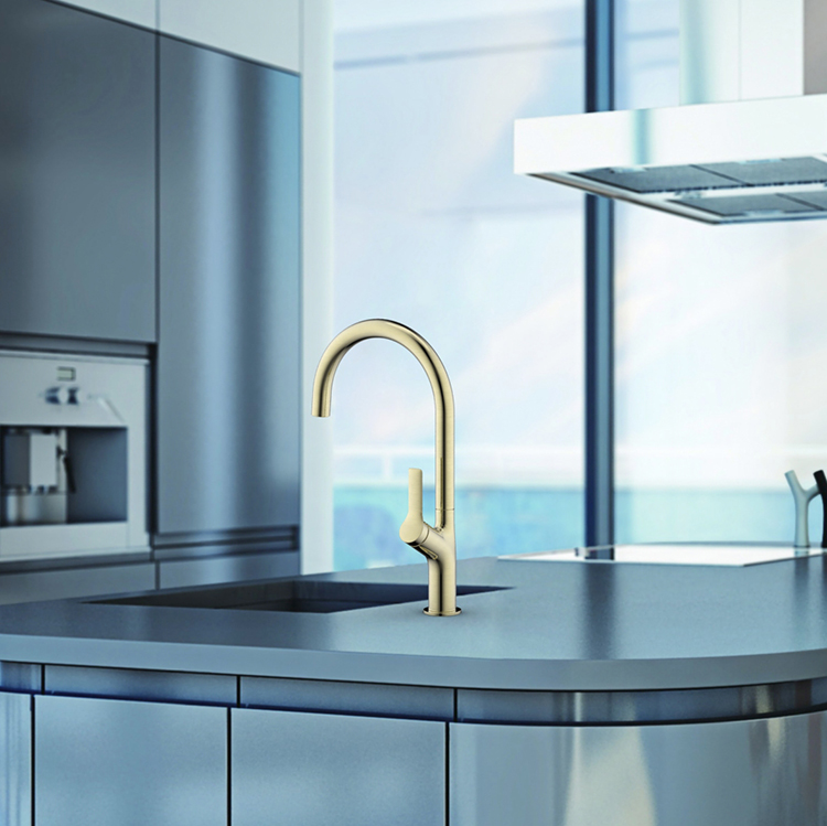 Luxury Brushed Gold Kitchen Faucet 304 Water Taps Hot And Cold Water Single Handle Kitchen Faucet