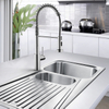 New Design Kitchen Faucet Stainless Steel Brushed Finished Faucet Single Lever Pull Down Sprayer Spring Kitchen Sink Faucet